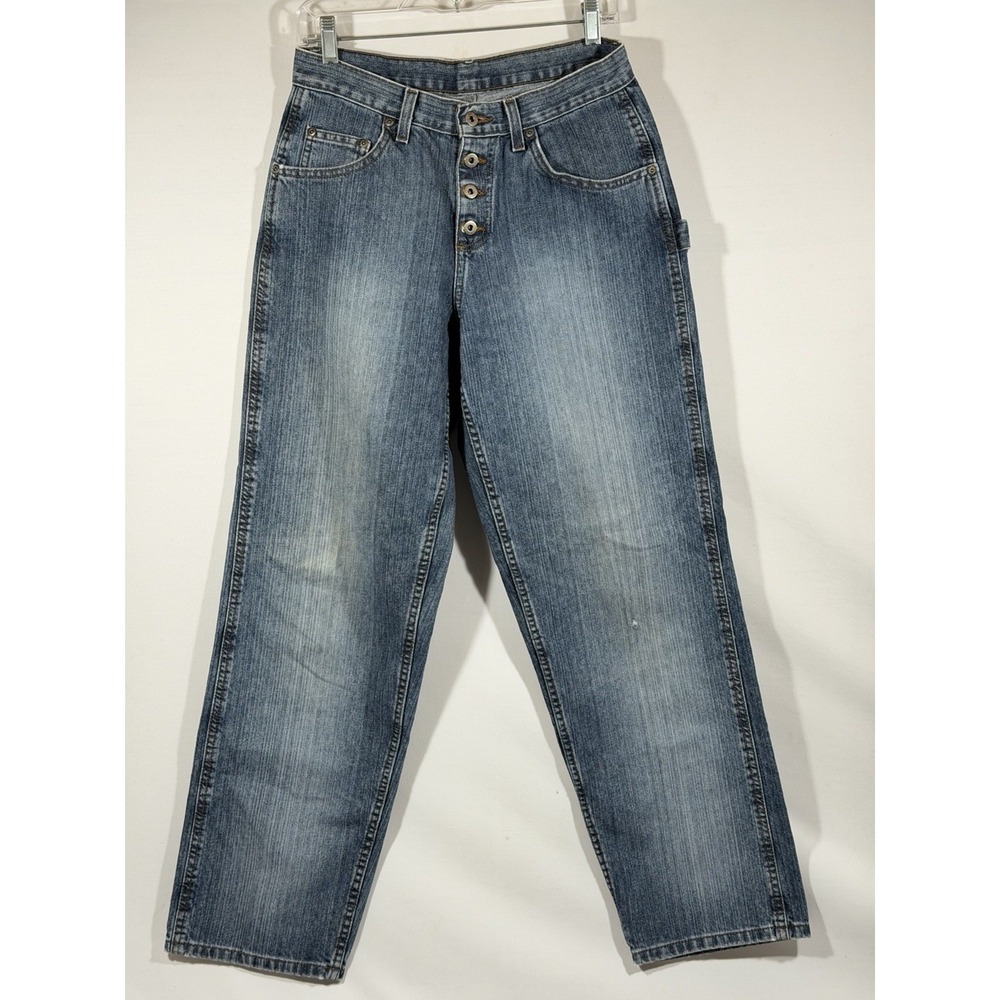 Vintage Lee Riveted Carpenter Jeans Womens 8M Blue Workwear Heritage Denim